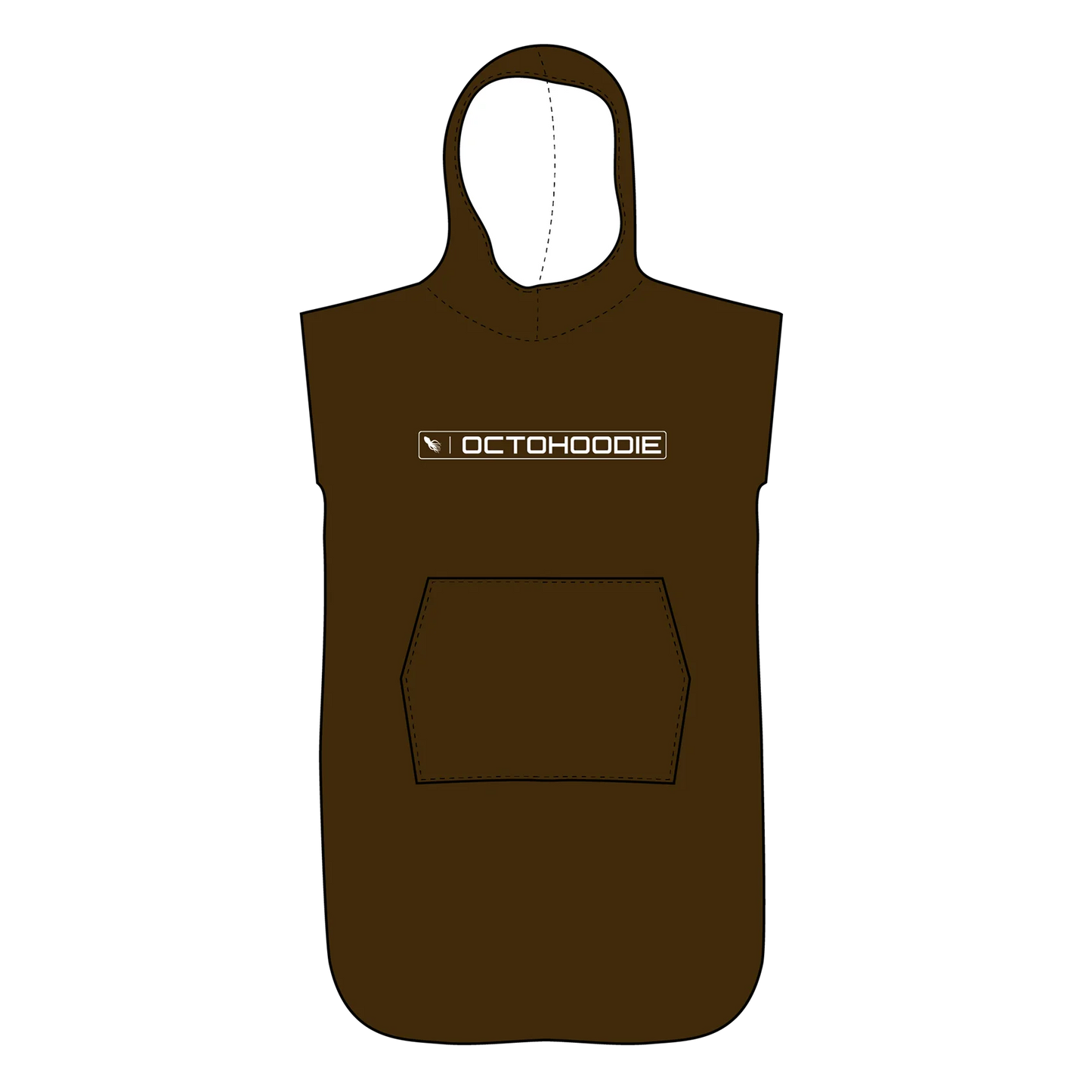 A brown Kids Mocha Wave Octohoodie with a hood and kangaroo pocket, displayed against a plain background.