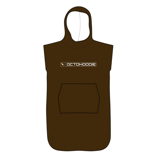 A brown Kids Mocha Wave Octohoodie with a hood and kangaroo pocket, displayed against a plain background.