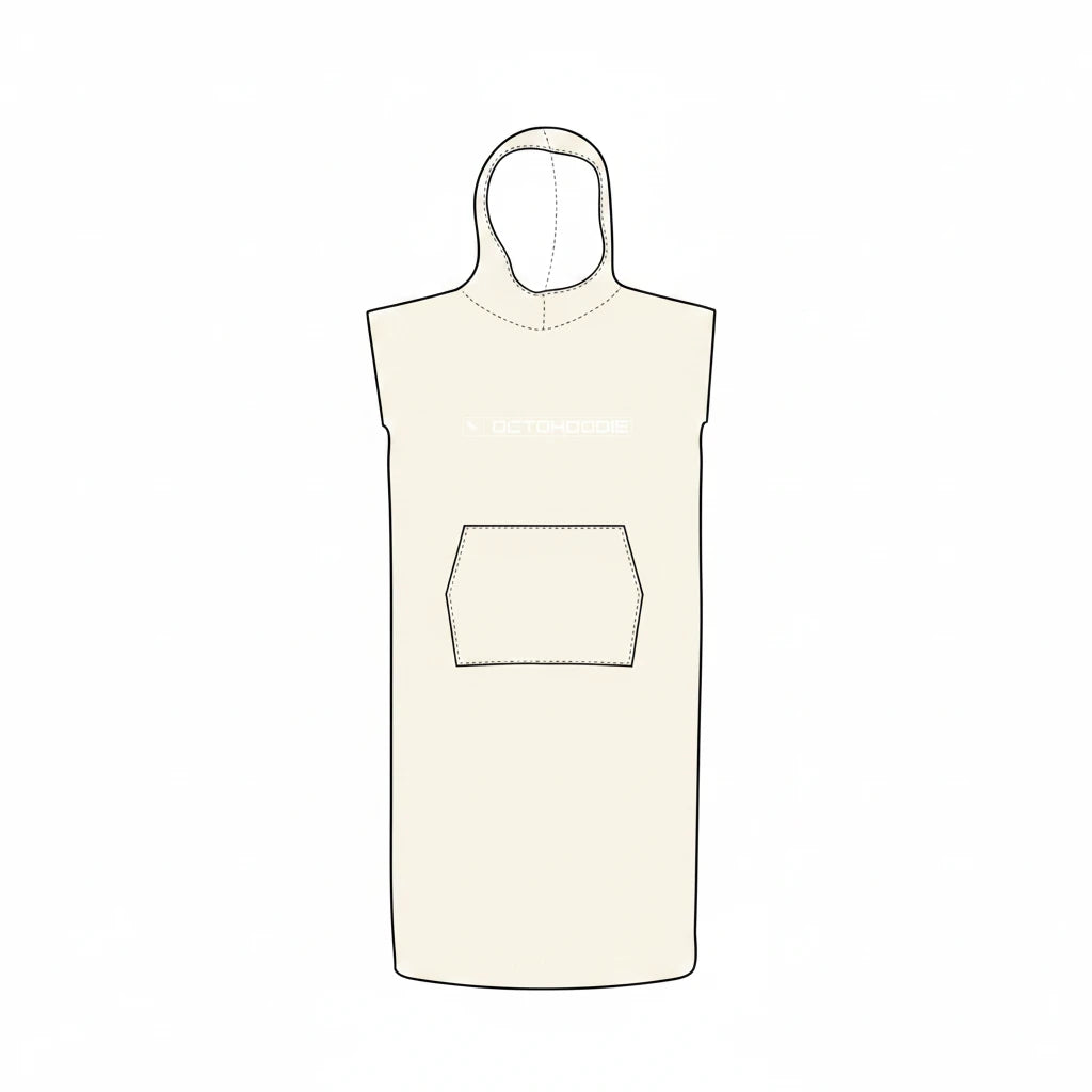 Adults and Teens front view sketch of the Coastal Calm Octohoodie with white lined hood