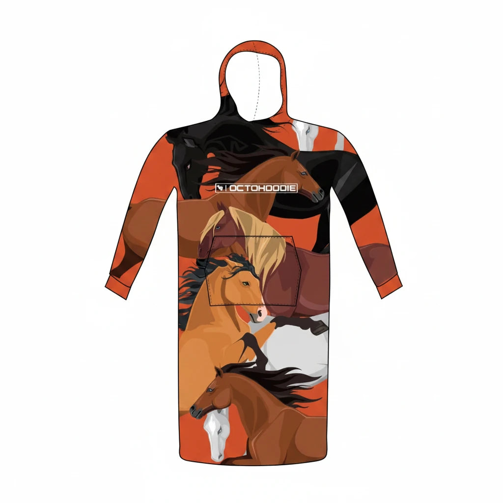 Polar Fleece Octohoodie with Horse pattern